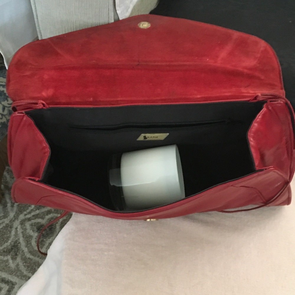 Sharif Red Patchwork Leather Shoulder Bag - Picture 4 of 7